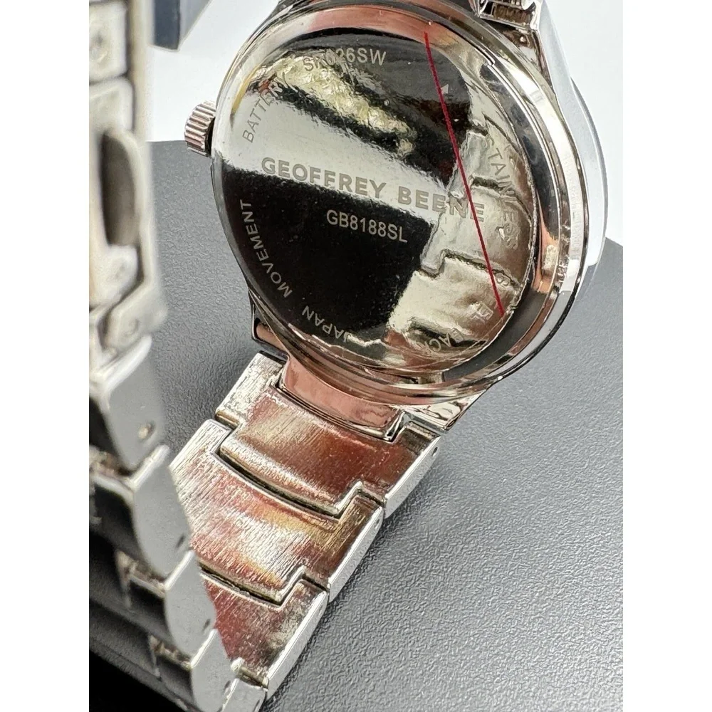 Geoffrey Beene Blue Sapphire Collection Men's Watch Silver‎ Tone WORKS GB8188SL